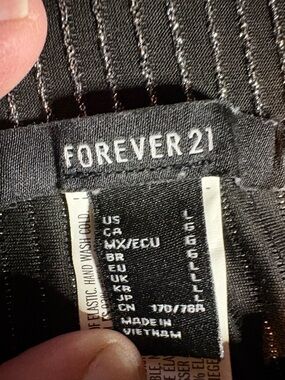 Forever 21 Black Ribbed Top with Silver Metallic Stripes